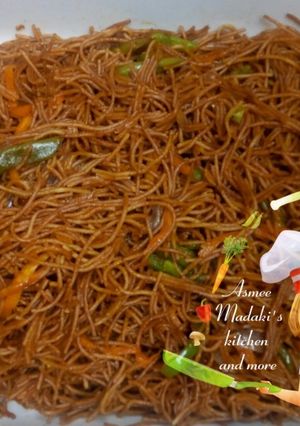A picture of Brown spaghetti.