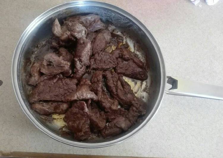 Pan fried steak pieces