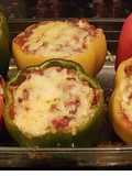Carne molida rellena de pimientos  con queso