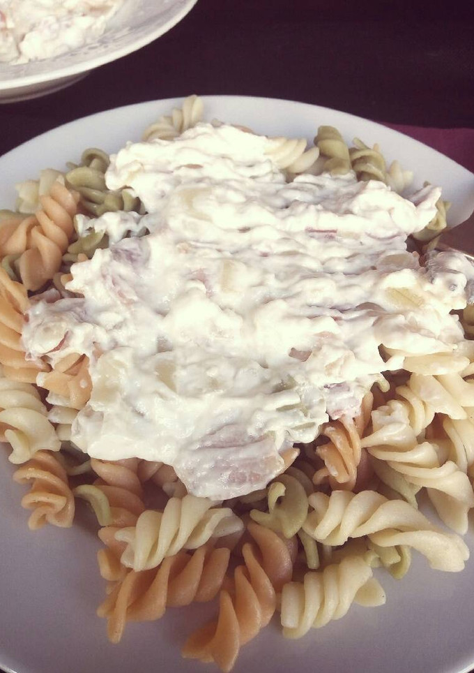 Una foto de Espirales a la carbonara