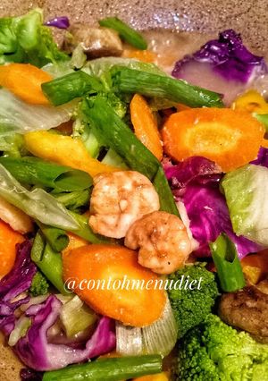 Foto resep Capcay rainbow sayur pelangi cah udang sehat no gula garam