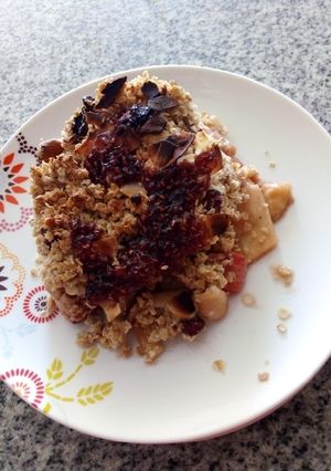Una foto de Postre migas y frutas
