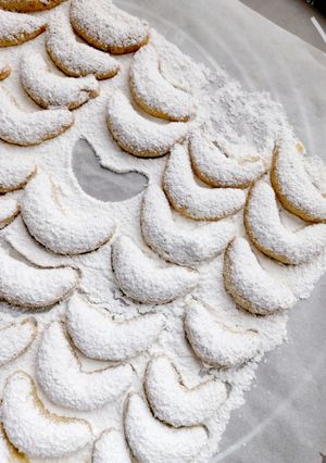 Hình của món Vanillekipferl (Bánh Cookie Vanila).