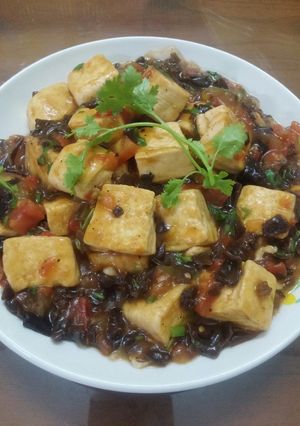 Hình của món Đậu hũ sốt cà.
