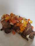 Brad's steak roll up's with heirloom tomato relish