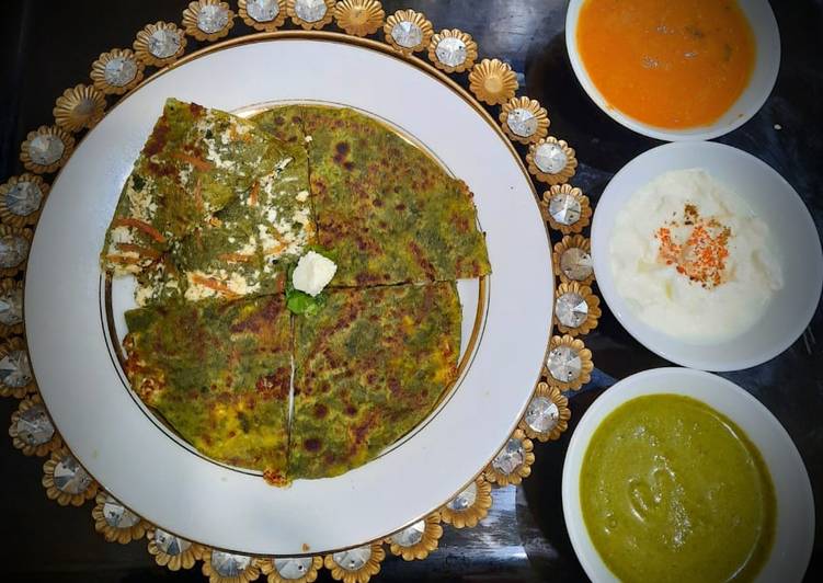 Recipe of Homemade Palak Paneer Paratha