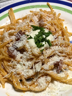 Una foto de Spaghetti navideño