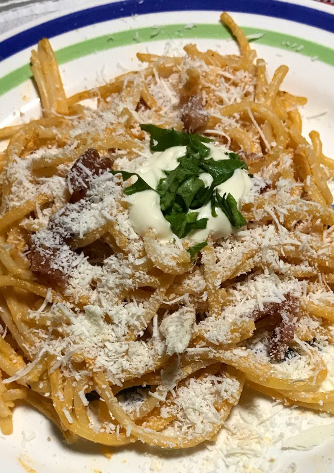 Una foto de Spaghetti navideño