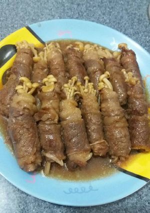 Foto resep Beef enoki roll#chinese food