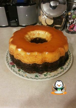 Una foto de Flan cake imposible