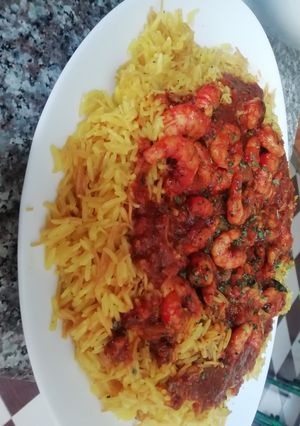 صورة لوصفة أرز بشعيرية وجمبري او كروقات