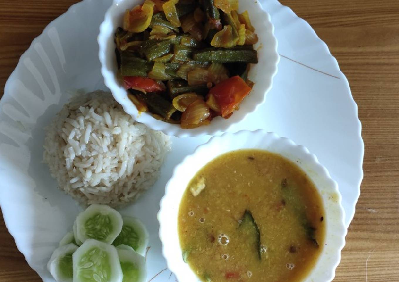 Dinner onion and lady fingers Sabzi