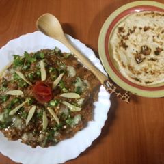 Baingan da bharta/ mashed grilled aubergines,🍆🧅🍅🌶️ A picture of Baingan da bharta/ mashed grilled aubergines,🍆🧅🍅🌶️.