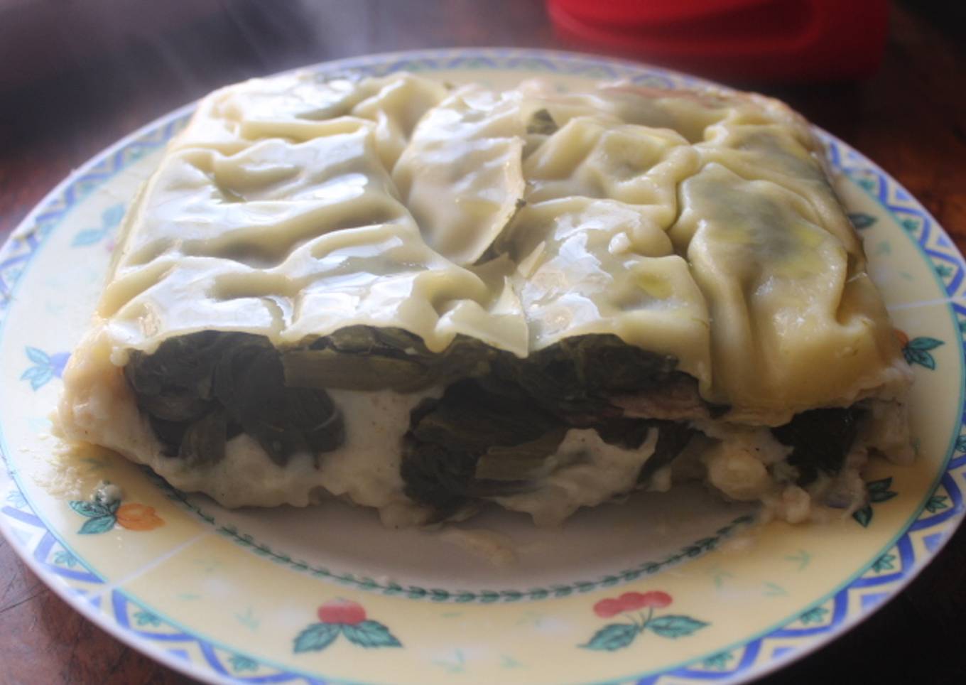 Lasaña de pechuga con acelgas