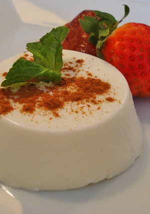 Una foto de Flan de queso de cabra