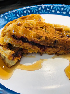 A picture of Peanut 🥜 Butter Jelly Waffles 🧇.