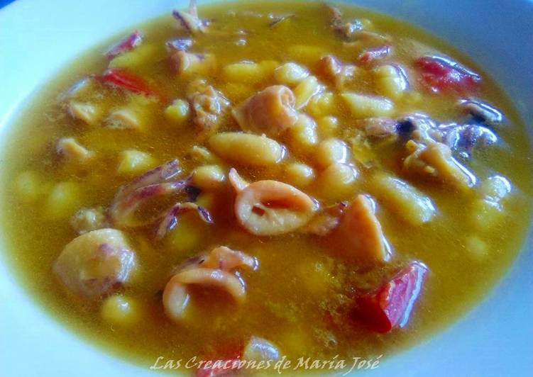 Alubias guisadas con calamares