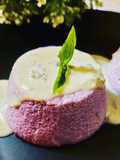 Flan di cavolo cappuccio viola e fonduta di gorgonzola