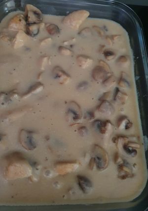 Une photo de Poulet champignon façon blanquette