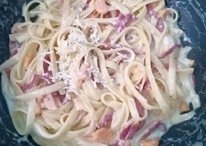 Fettucini Carbonara simpel pake bgt😁