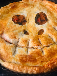 Una foto de Torta Monstruosa de berenjenas 🍆 para Halloween 🎃 ♥️