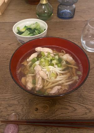 A picture of Comforting chicken udon.