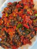 Dendeng balado basah dengan sambal daun jeruk