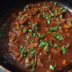 A picture of Mutton Manchurian.