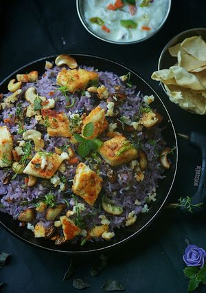 A picture of Paneer pulao /Cottage cheese Rice.