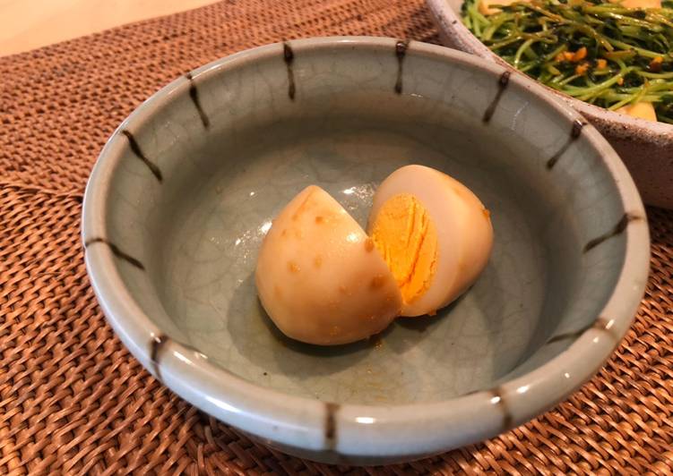 Boiled egg in sauce marinated