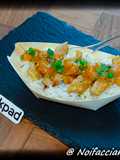 Finger Food - Barchetta di Sfilaccetti di lonza con mango e riso apollo
