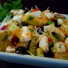 A picture of Mike's Chilled Artichoke Feta Pasta Salad.