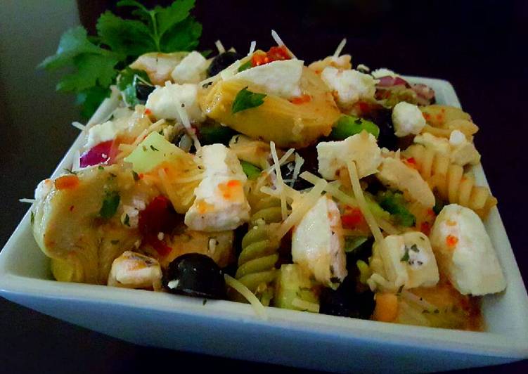 Recipe of Delicious Mike's Chilled Artichoke Feta Pasta Salad