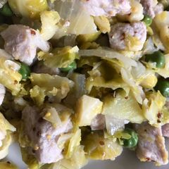 A picture of Pork and Greens.
