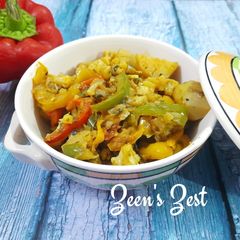 A picture of Mixed Capsicum and Cauliflower Curry with Potatoes.