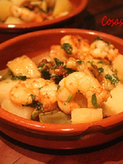 Una foto de Judías verdes con gambas al horno