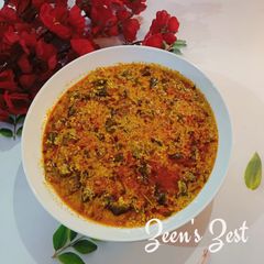 A picture of Dahi Bhindi/Okra in Yogurt.