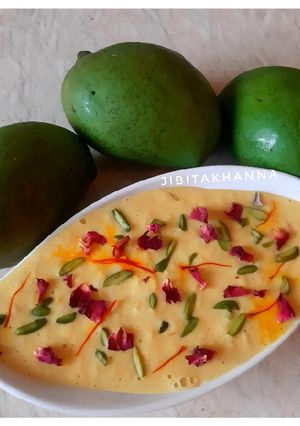 A picture of Kacche Aam Ka kheer.
