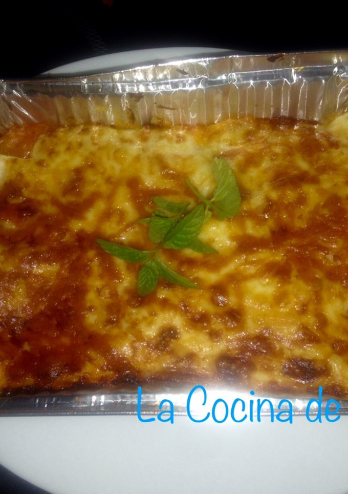 Una foto de Lasaña sin lactosa con salsa boloñesa