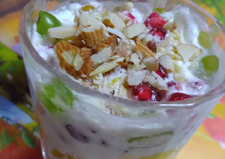 Steps to Make Quick Creamy fruits and nuts delight