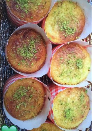 صورة لوصفة 😋بسبوسة الموزاريلا و القشطة😋