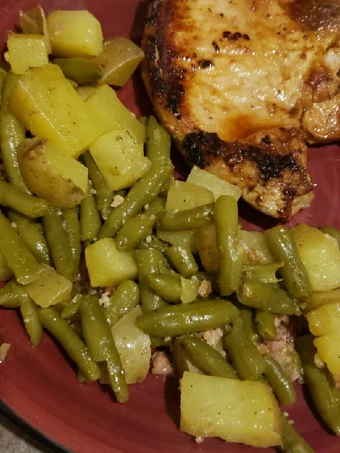 Simple Way Prepare Recipe 1 pan potatoes and greenbeans with pan fried bone-in pork chops that is Awesome, Can Spoil the Tongue}