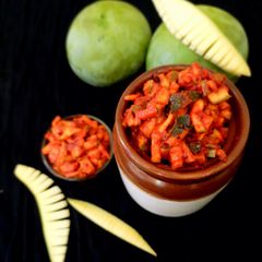 A picture of Instant raw mango pickle.