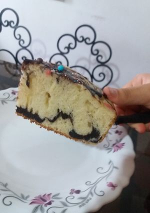 عکسی از دستور کیک دورنگ بدون فر