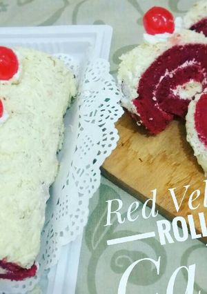 Foto resep #merahputih Red Velvet Roll Cake