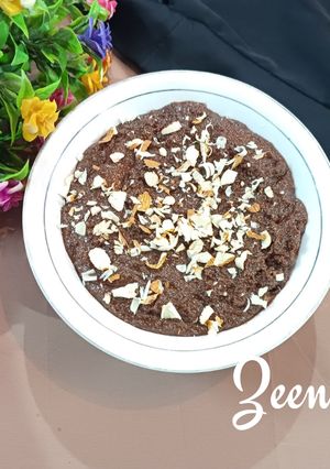 A picture of Chocolate Kesari or Chocolate Semolina Halwa.