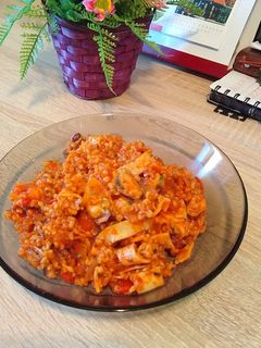 Szaftos tengergyümölcse-is bulgur recept fotója
