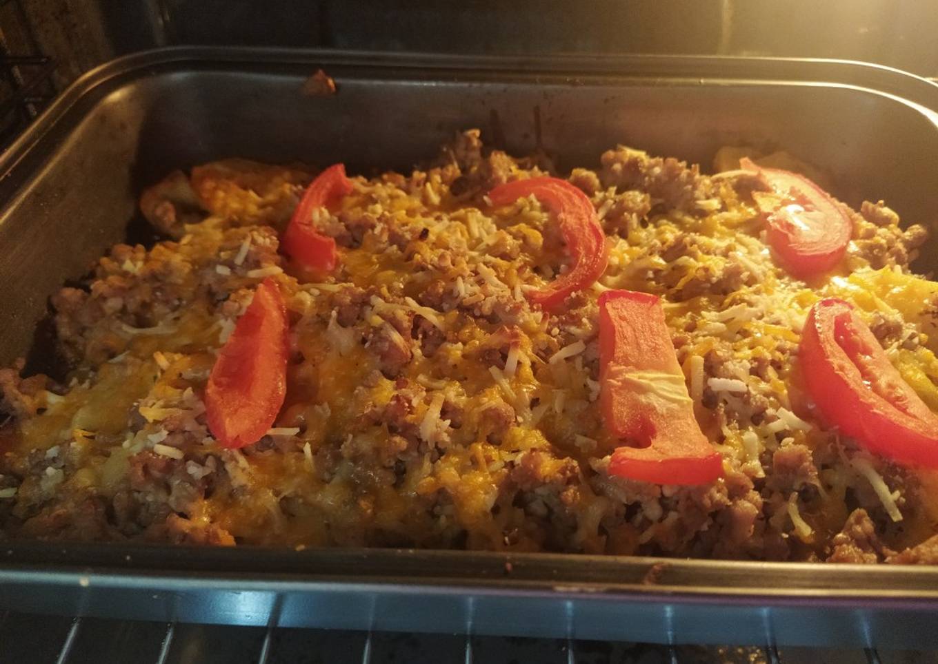 Patatas con carne picada al horno