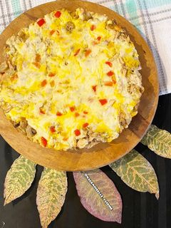 عکسی از دستور پیتزا مرغ و قارچ تابه ای