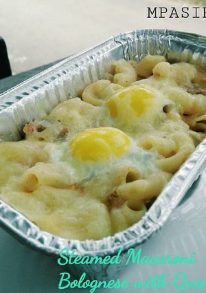 Foto resep Steamed Macaroni Bolognese with Quail's Egg (Mpasi 8m+)